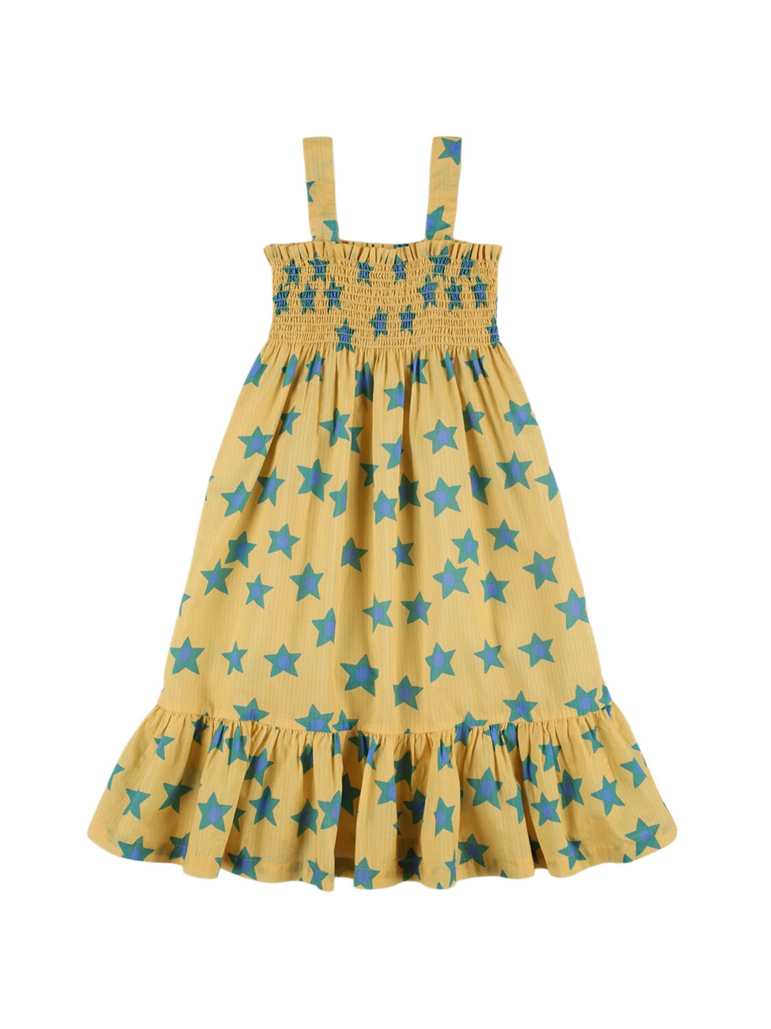 Tiny Cottons Kids' Star Print Cotton Dress In Yellow