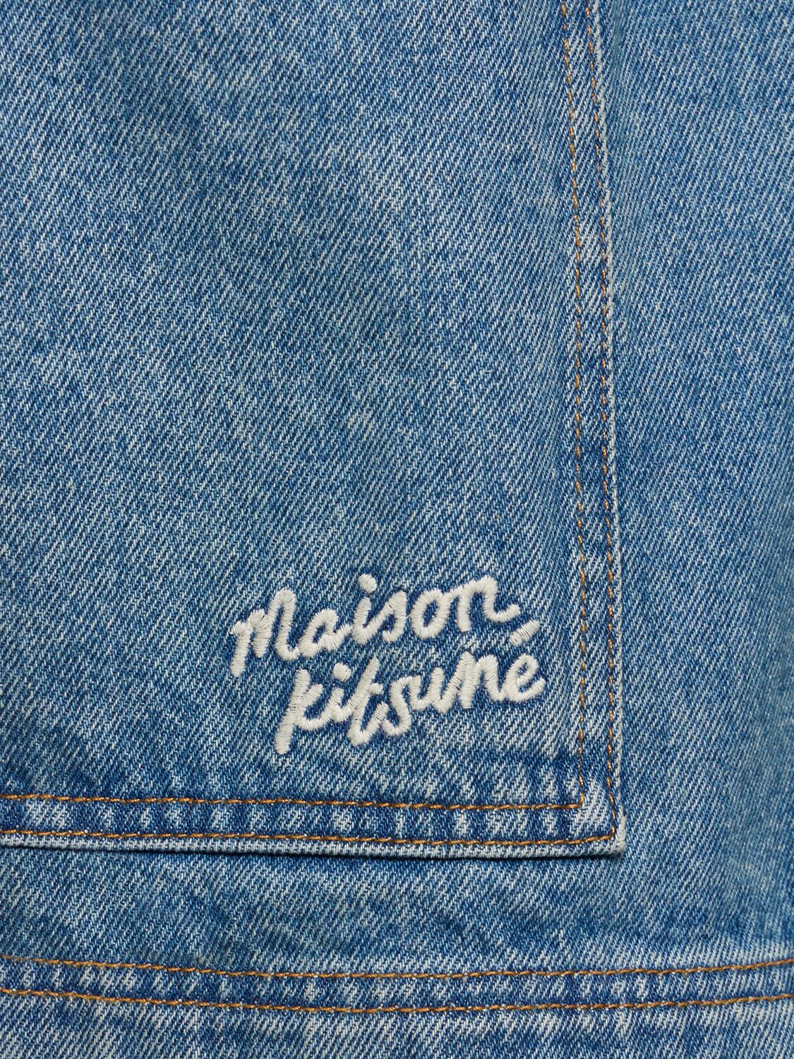 Shop Maison Kitsuné Denim Workwear Jacket In Light Stone