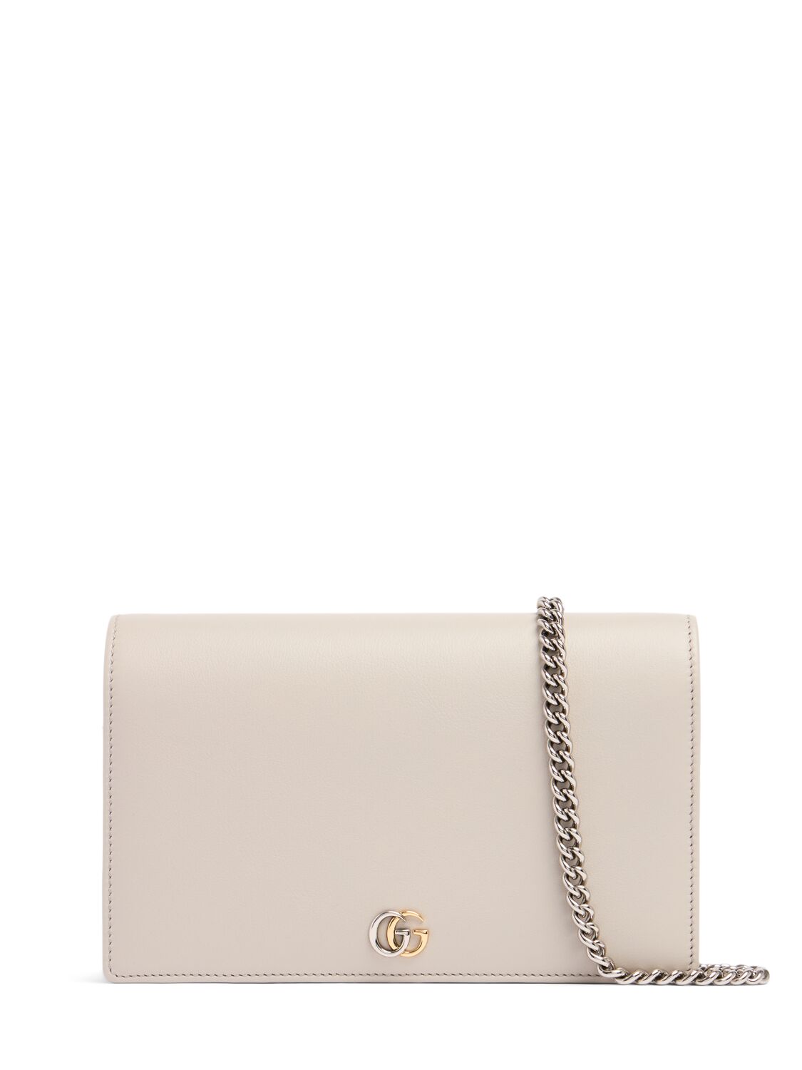 Gucci Petite Marmont Leather Chain Wallet In Sphinx