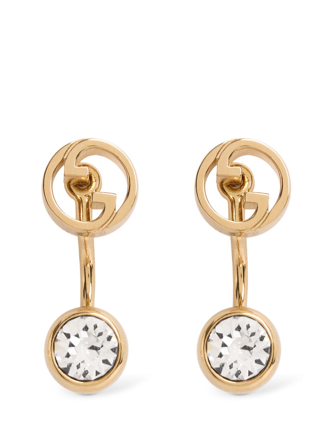 Gucci Blondie Embellished Brass Earrings In Gold,crystal
