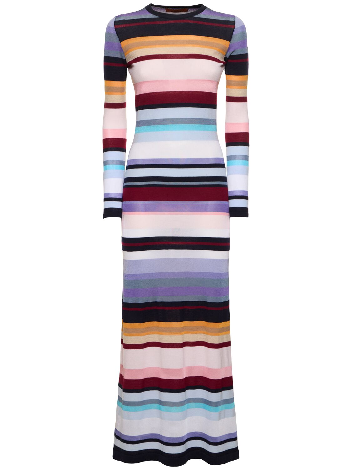 Missoni Wool Blend Long Sleeve Knit Maxi Dress In Multi
