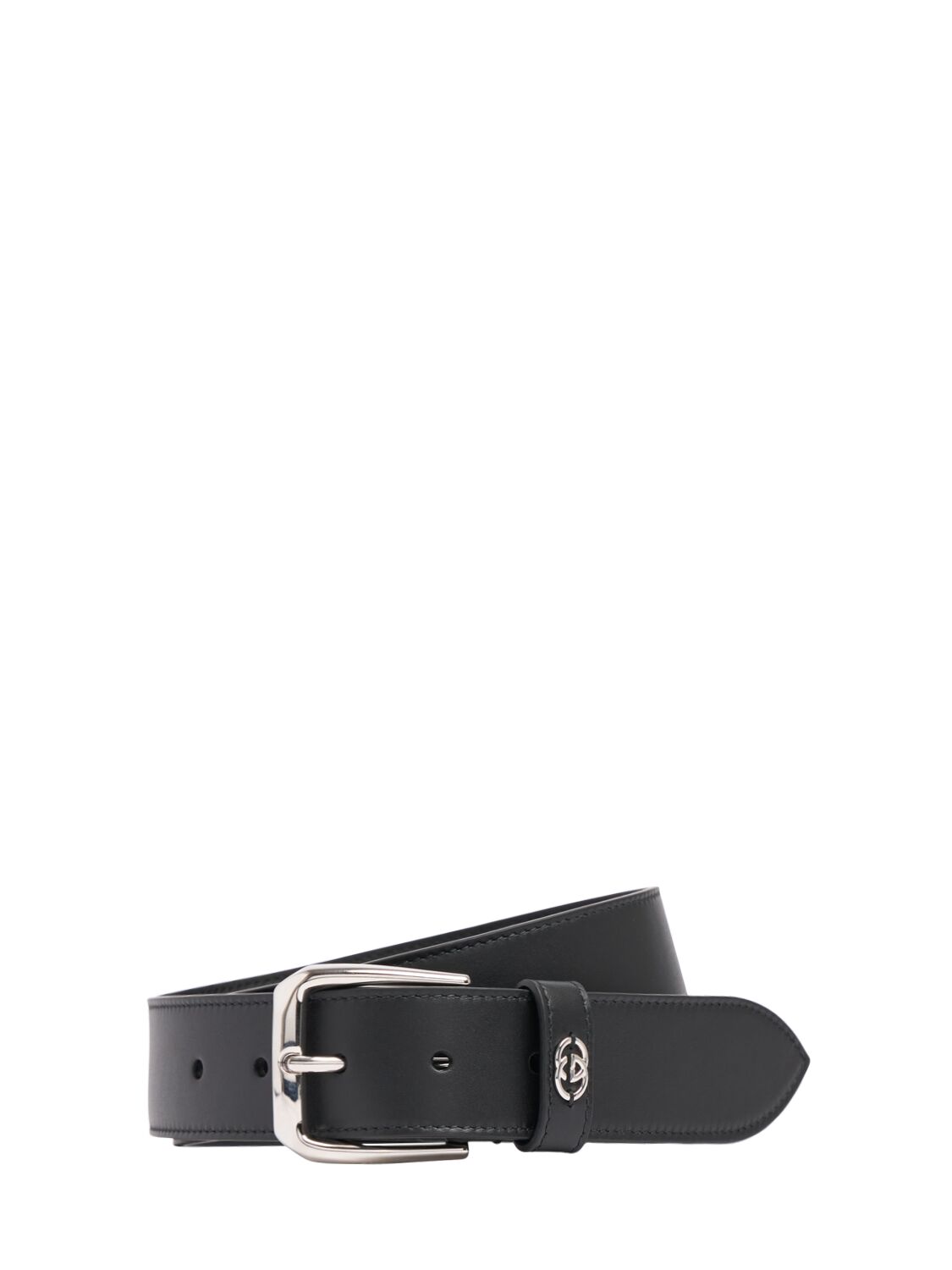 Gucci 3.5cm Squared Buckle Leather Belt In Black