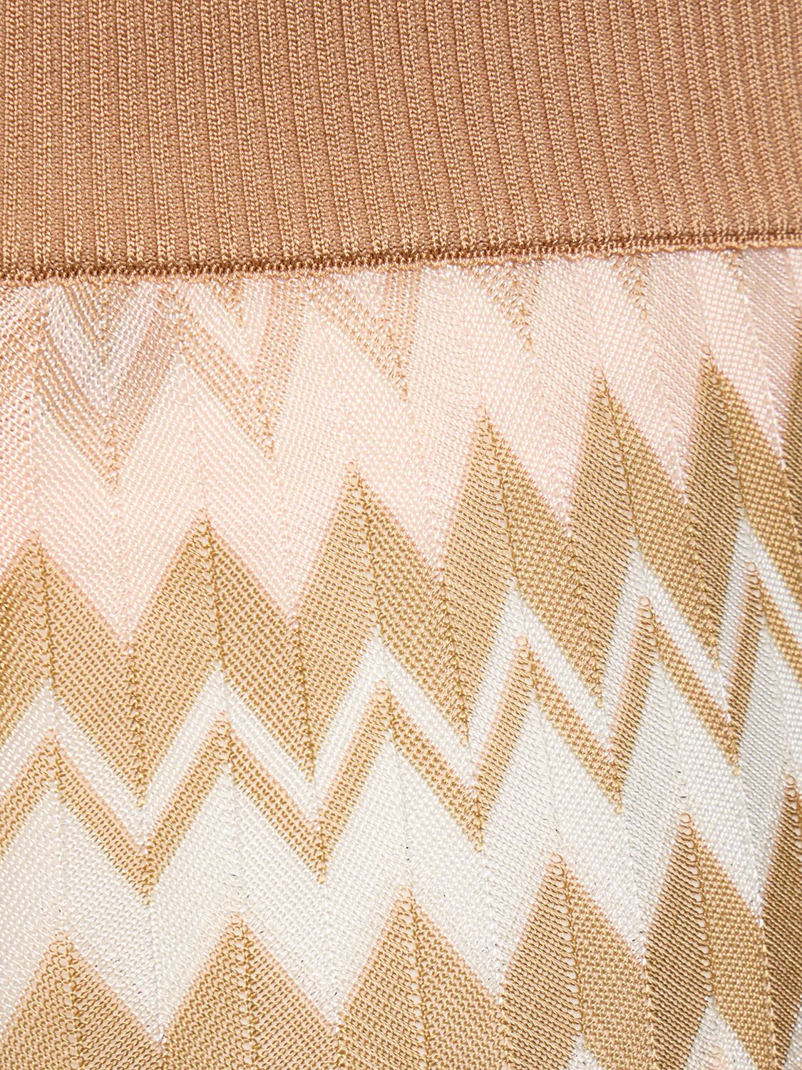Shop Missoni Knit Viscose Lamé Flared Pants In Beige/multi