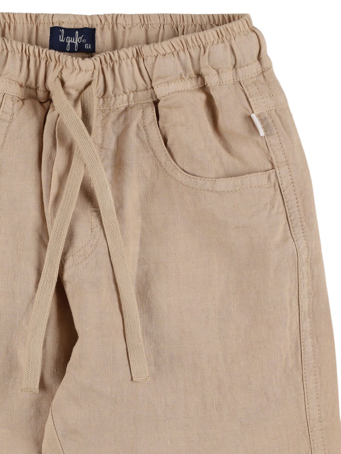 Shop Il Gufo Linen Pants W/drawstring In Beige