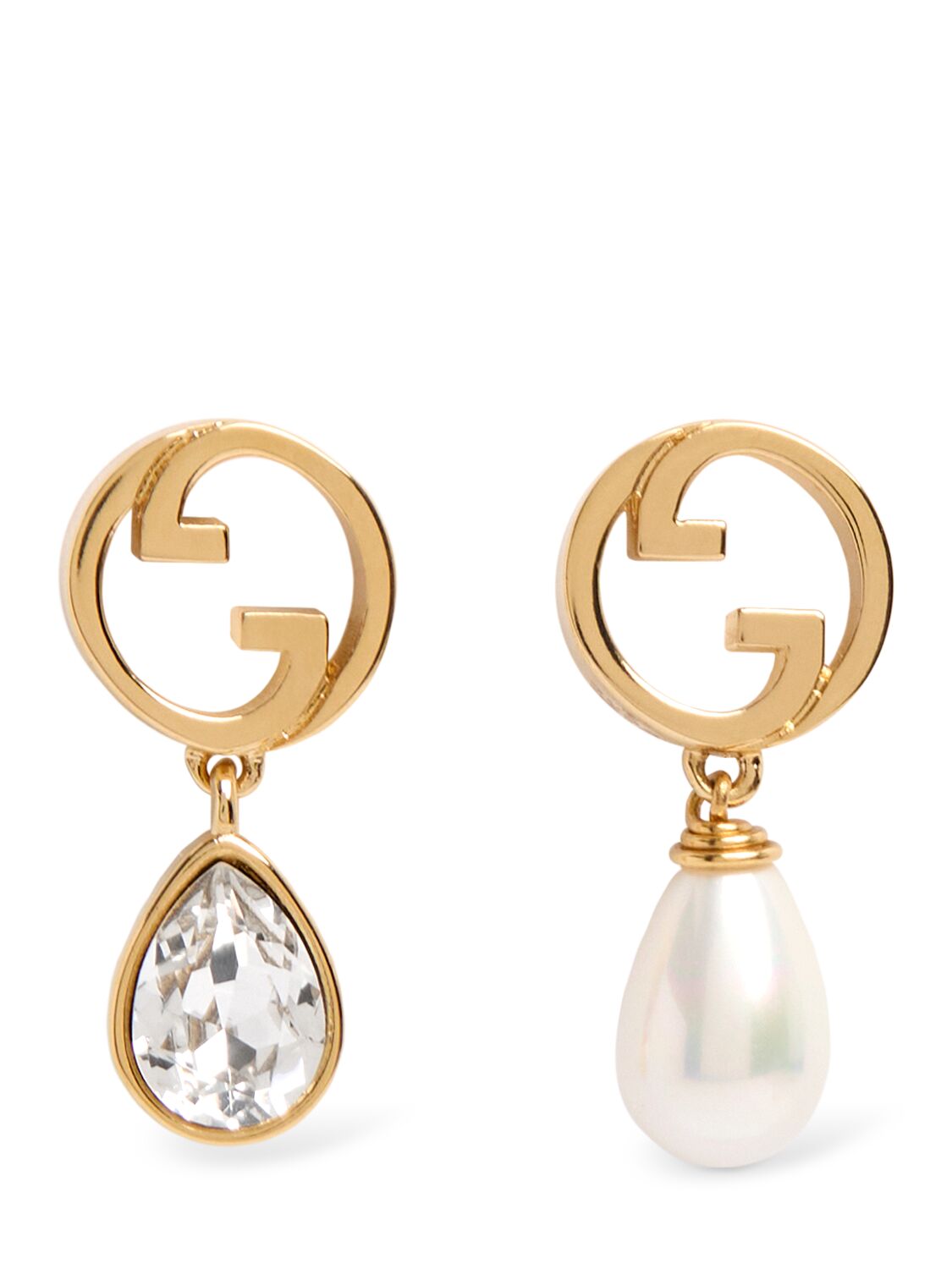 Shop Gucci Blondie Brass Mismatched Earrings In Gold