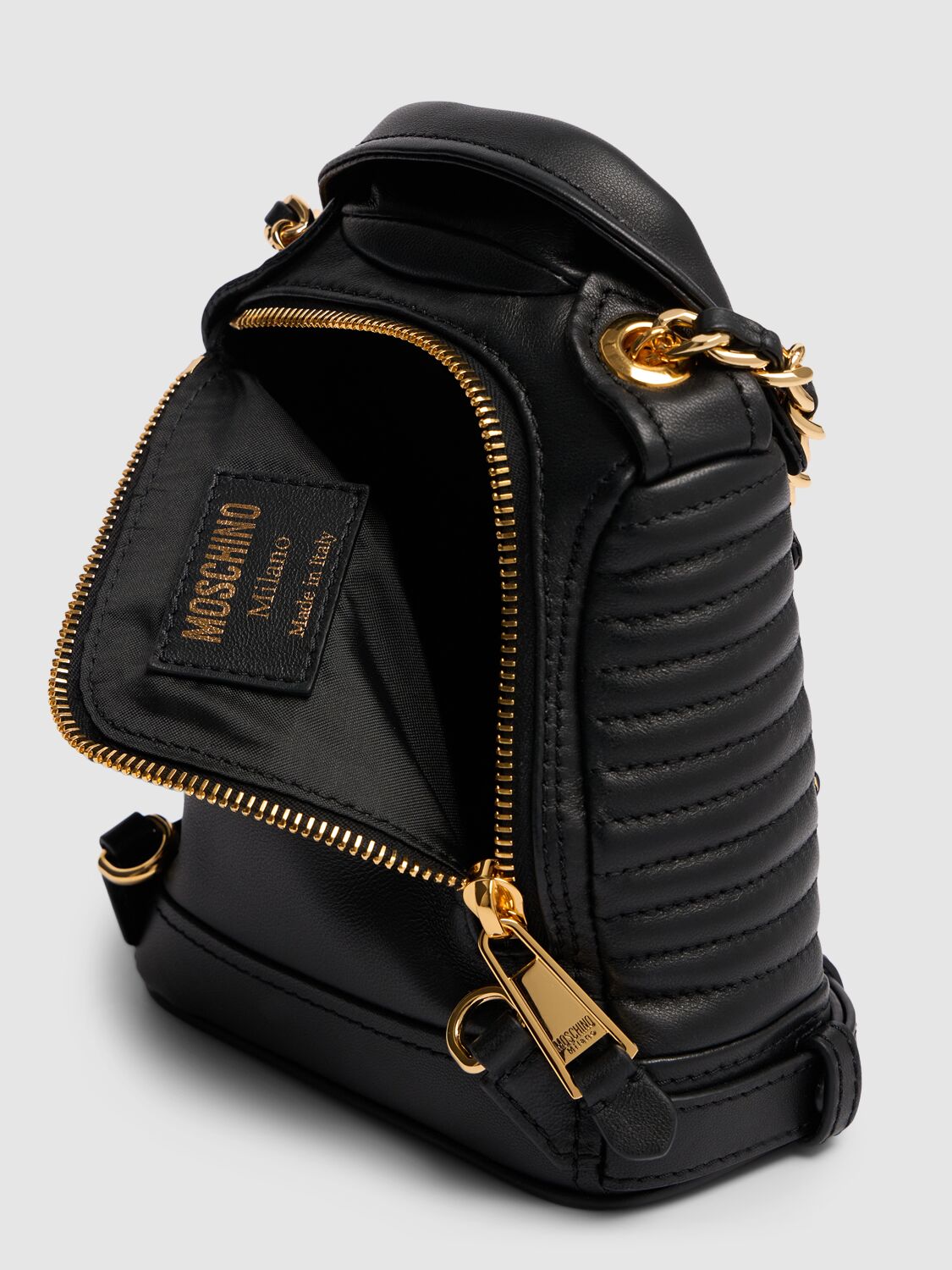 Shop Moschino Biker Nappa Leather Backpack In Black