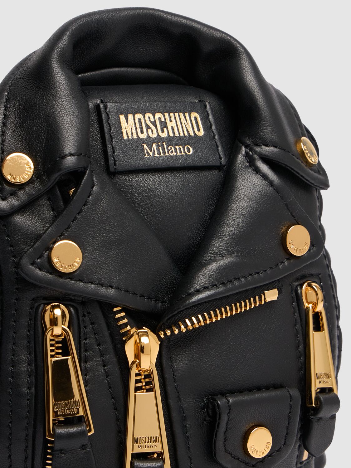 Shop Moschino Biker Nappa Leather Backpack In Black