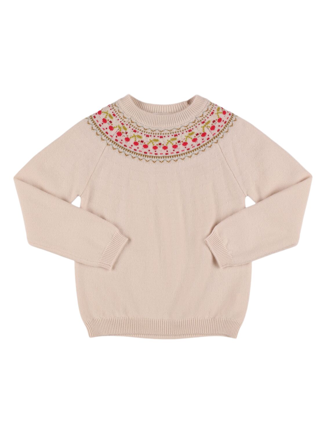Bonpoint Jacquard Wool Knit Sweater In Pink
