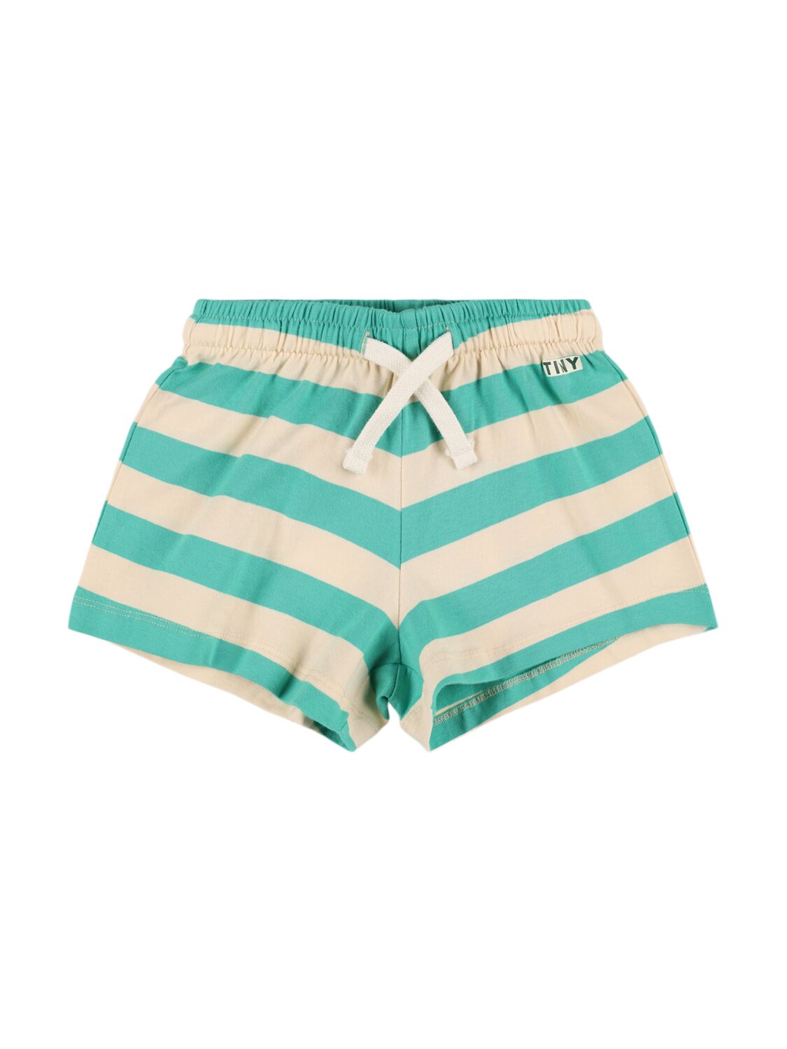 Tiny Cottons Kids' Striped Pima Cotton Shorts In Green,beige