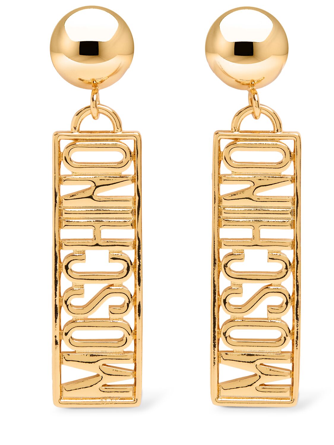 Moschino Plate Logo Drop Earrings In Gold