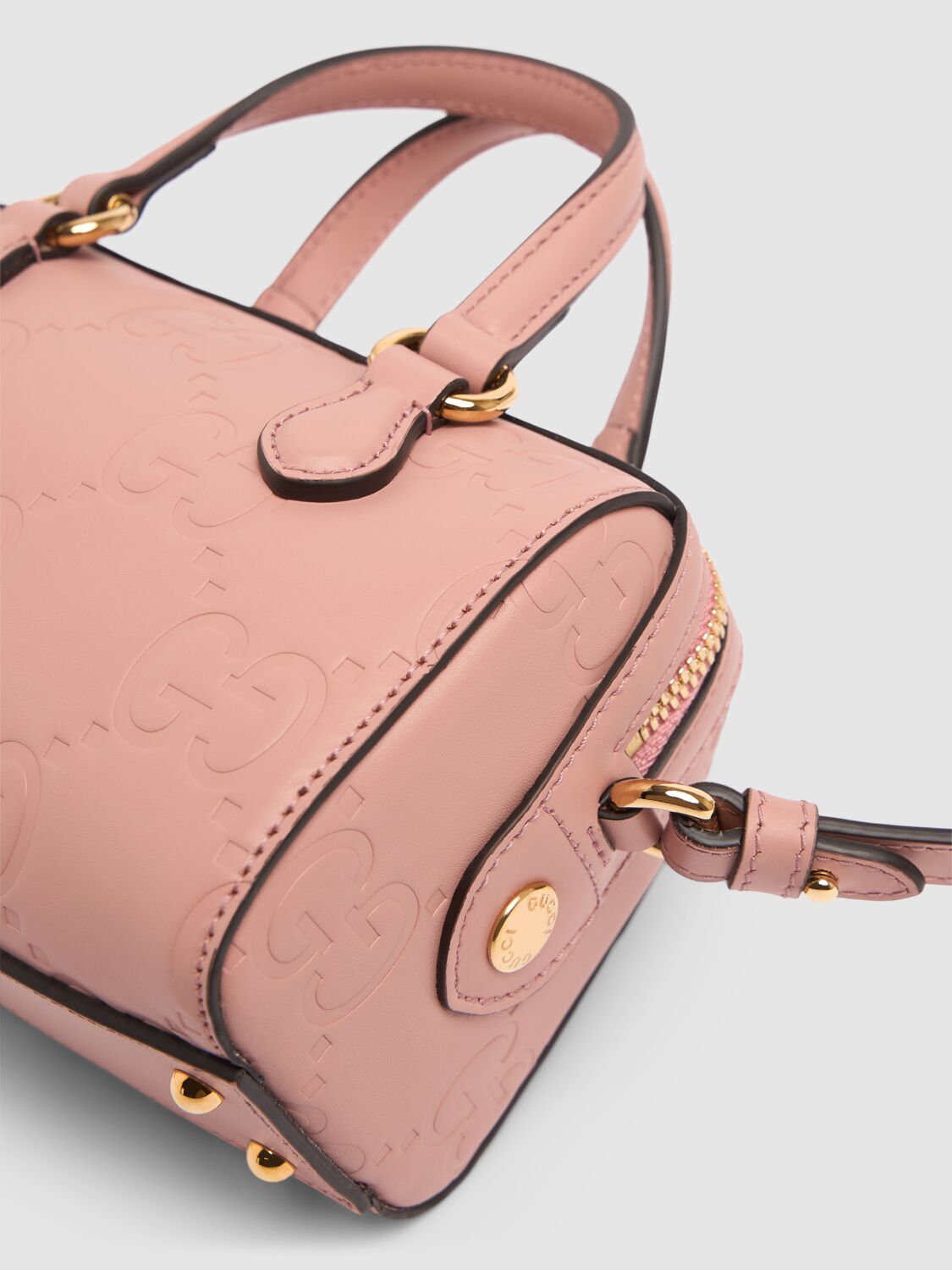 Shop Gucci Super Mini Gg Leather Top Handle Bag In Pink