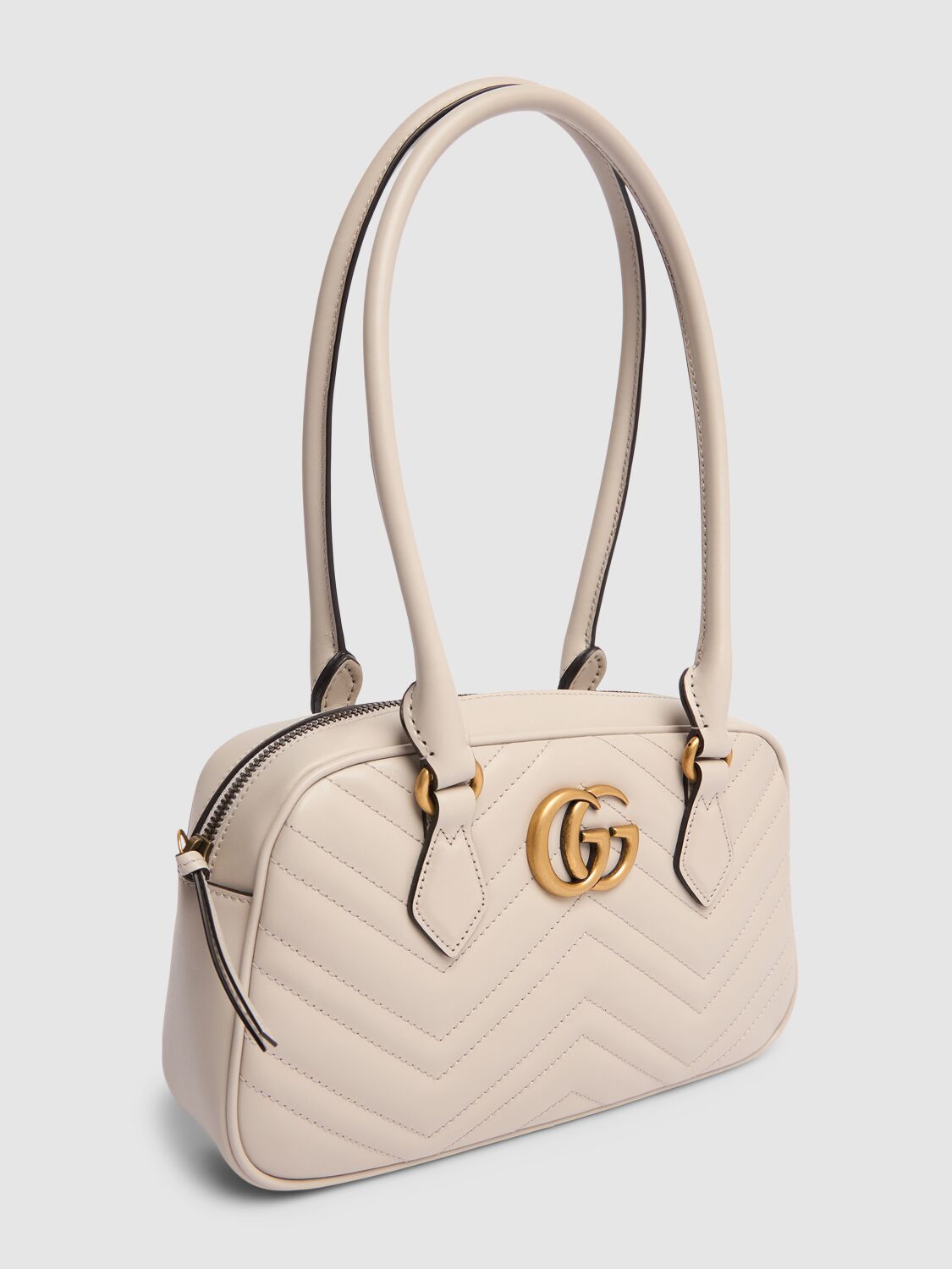 Shop Gucci Small Gg Marmont Leather Top Handle Bag In Sphinx