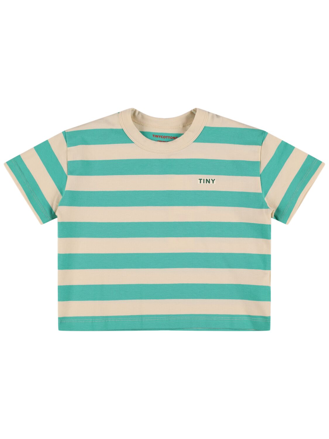Tiny Cottons Kids' Striped Pima Cotton T-shirt In Green,beige