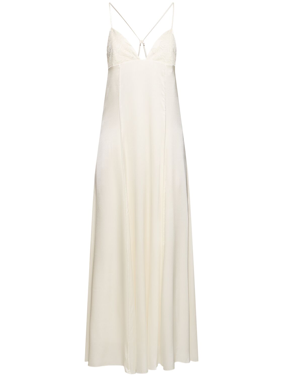 Forte Forte Stretch Silk & Lace Long Dress In White