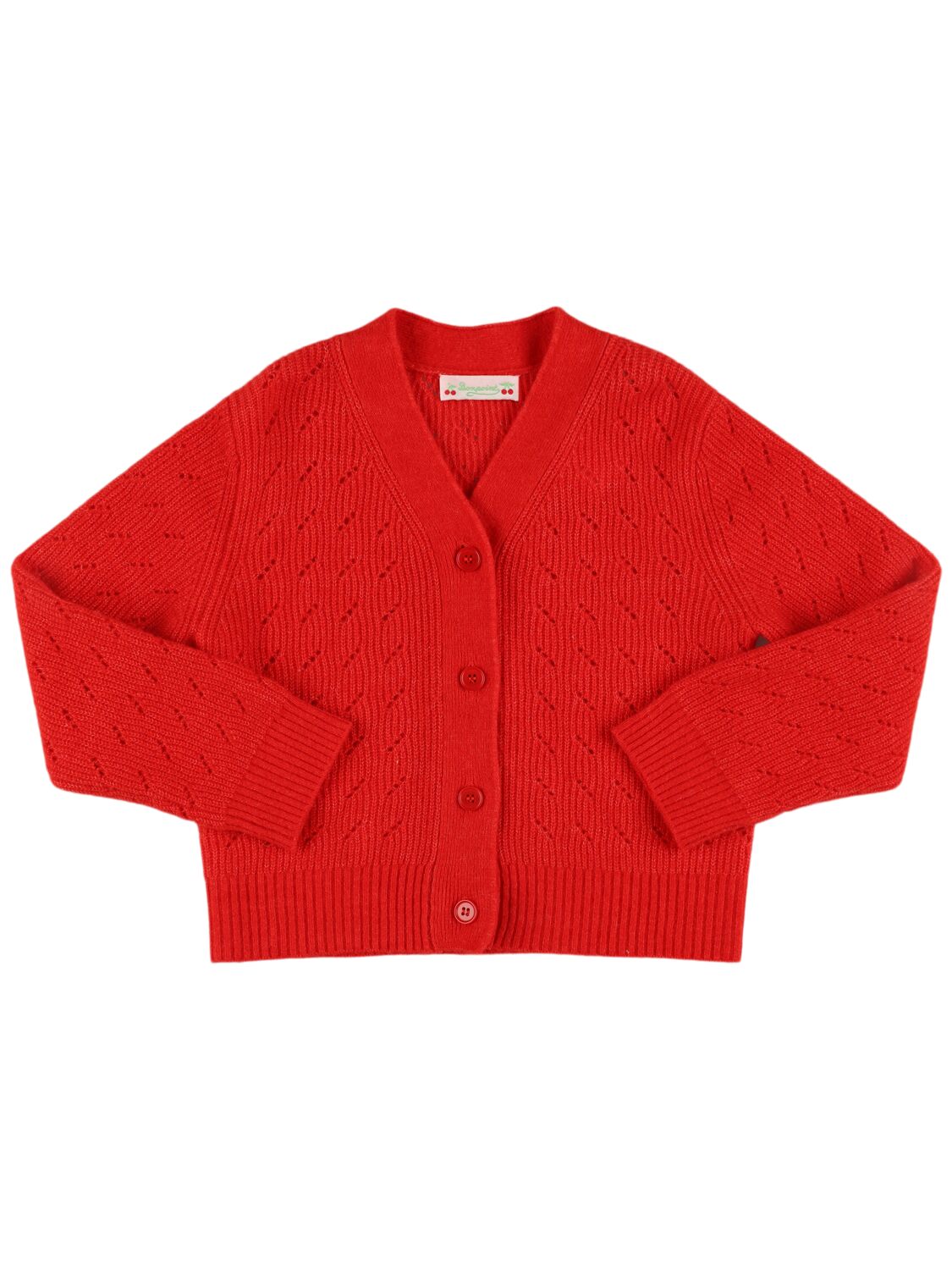 Bonpoint Wool Blend Knit Cardigan In Red