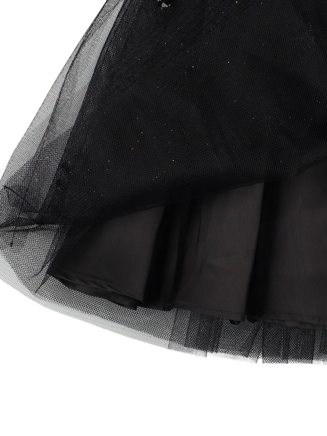 Shop Bonpoint Pleated Poly Tulle Skirt In Black