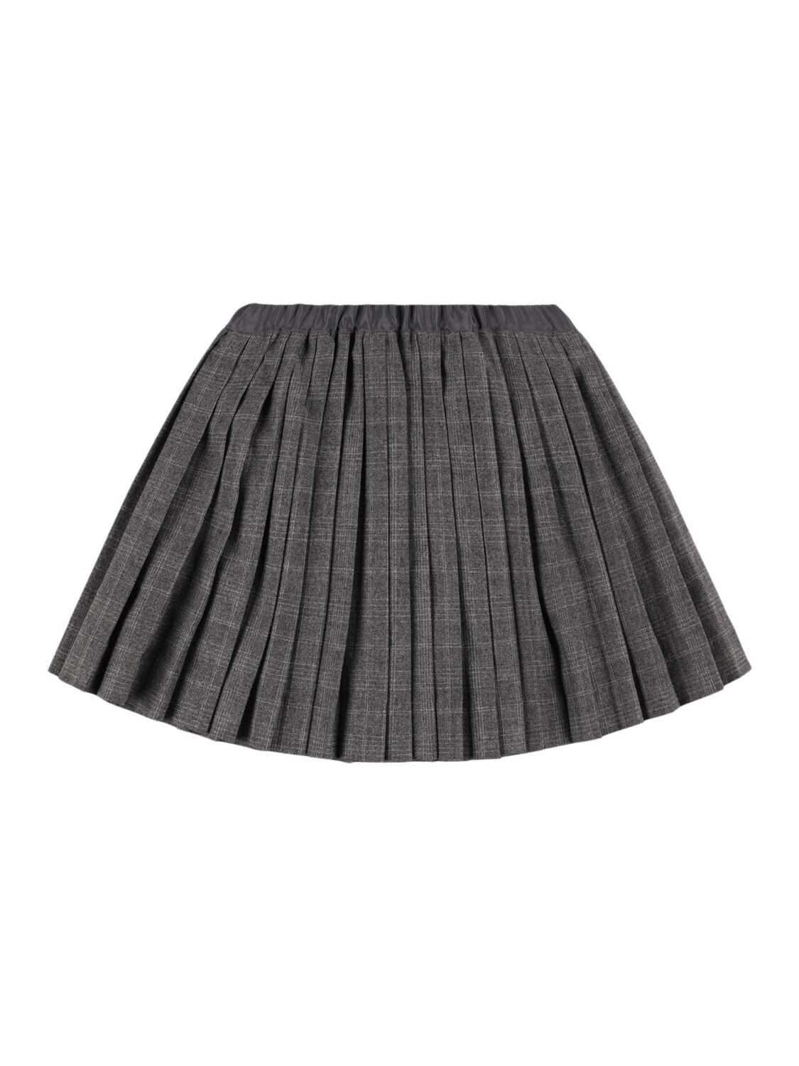 Bonpoint Check Print Poly Blend Pleated Skirt In Grey