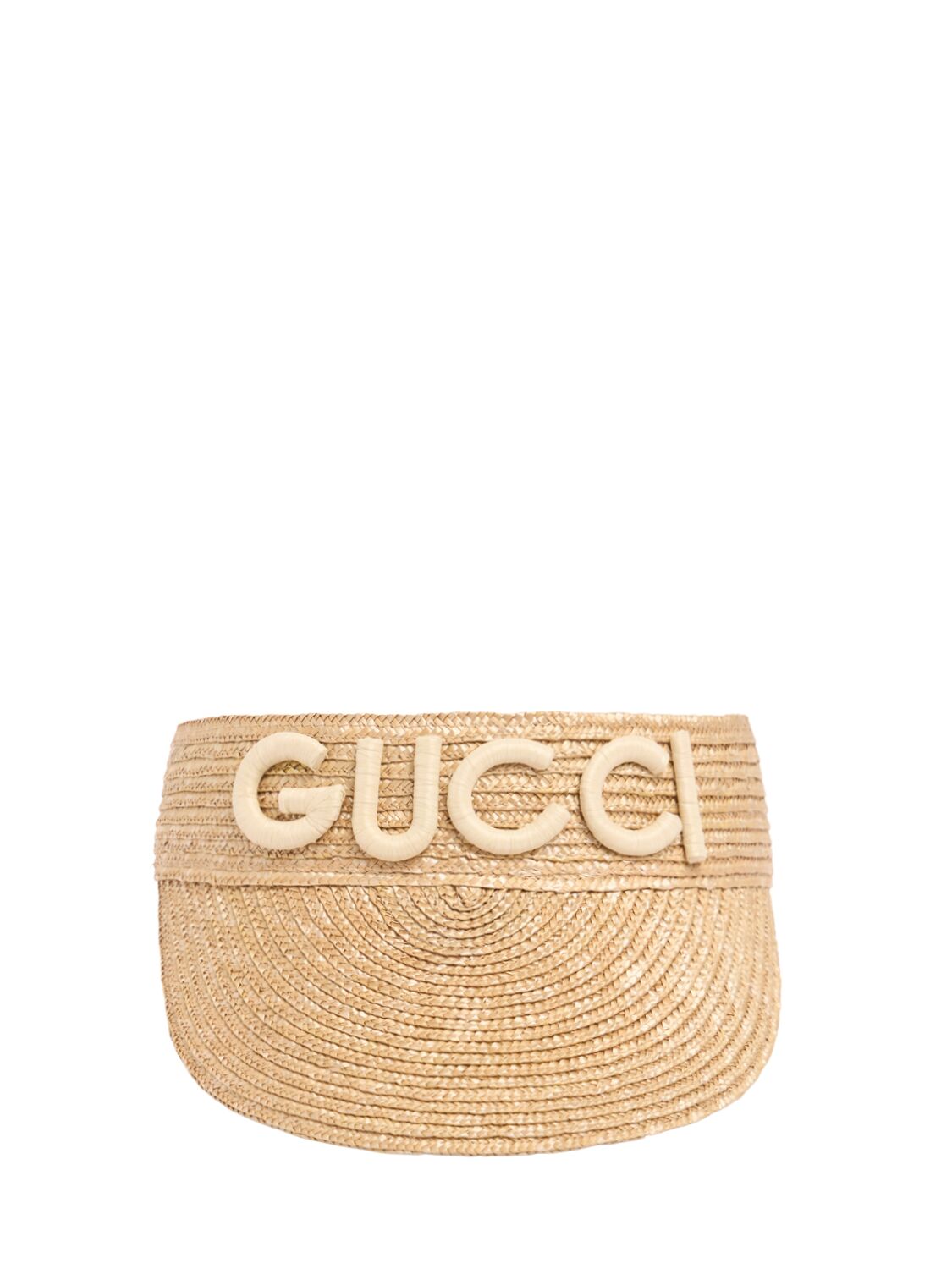 Gucci Monogram Embellished Straw Visor In Natural