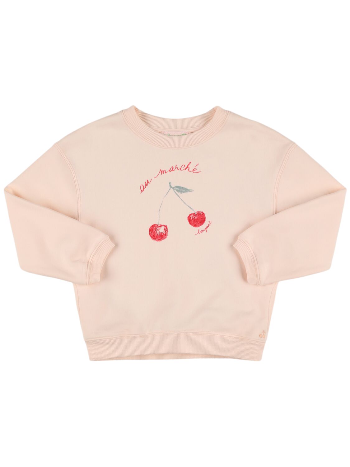 Bonpoint Printed Cotton Crewneck Sweatshirt In Light Pink