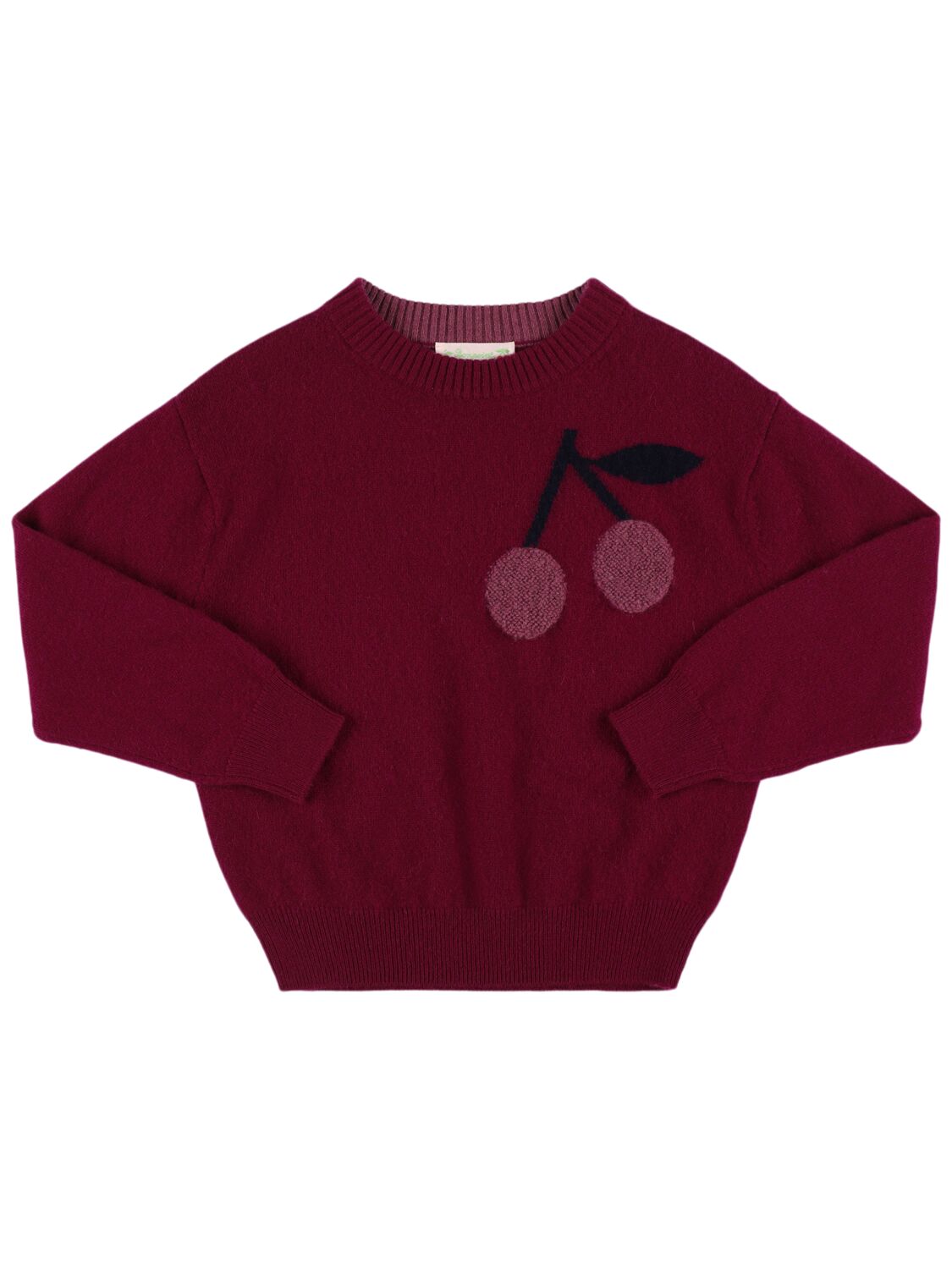Bonpoint Jacquard Cashmere Knit Sweater In Burgundy
