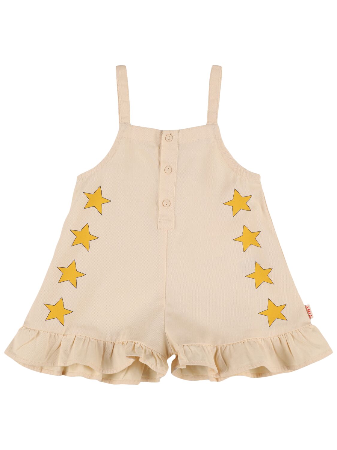 Tiny Cottons Kids' Star Print Cotton Jumpsuit In Gold