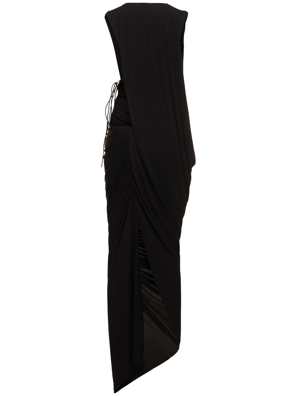 Shop Christopher Esber Monstera Asymmetrical Viscose Maxi Dress In Black