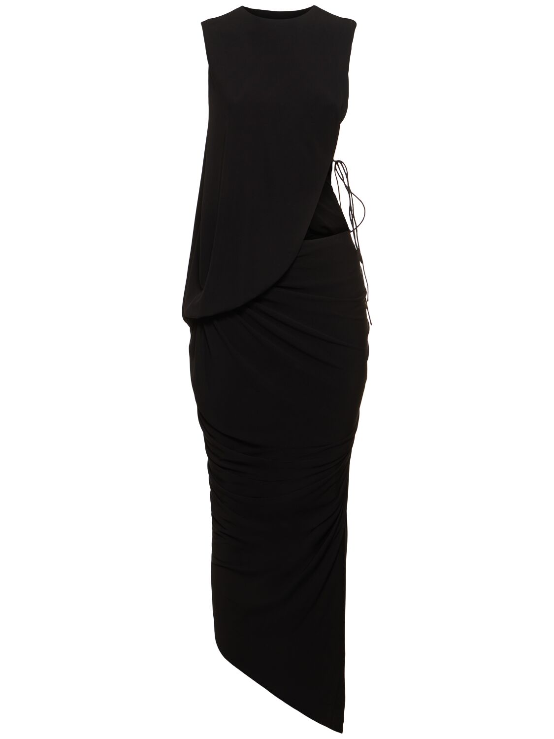 Christopher Esber Monstera Asymmetrical Viscose Maxi Dress In Black
