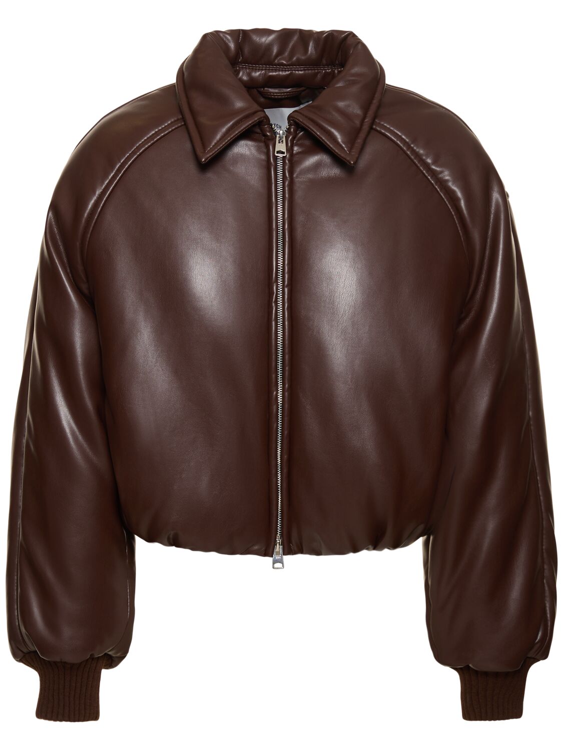 Agolde Tate Padded Faux Leather Bomber Jacket In Brown