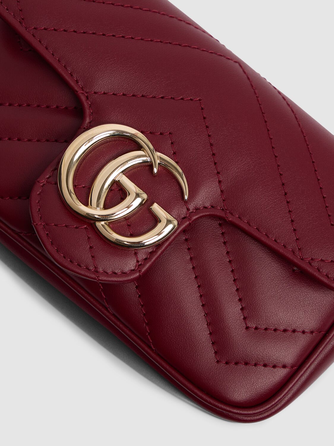 Shop Gucci Super Mini Gg Marmont Leather Bag In Rosso Ancora