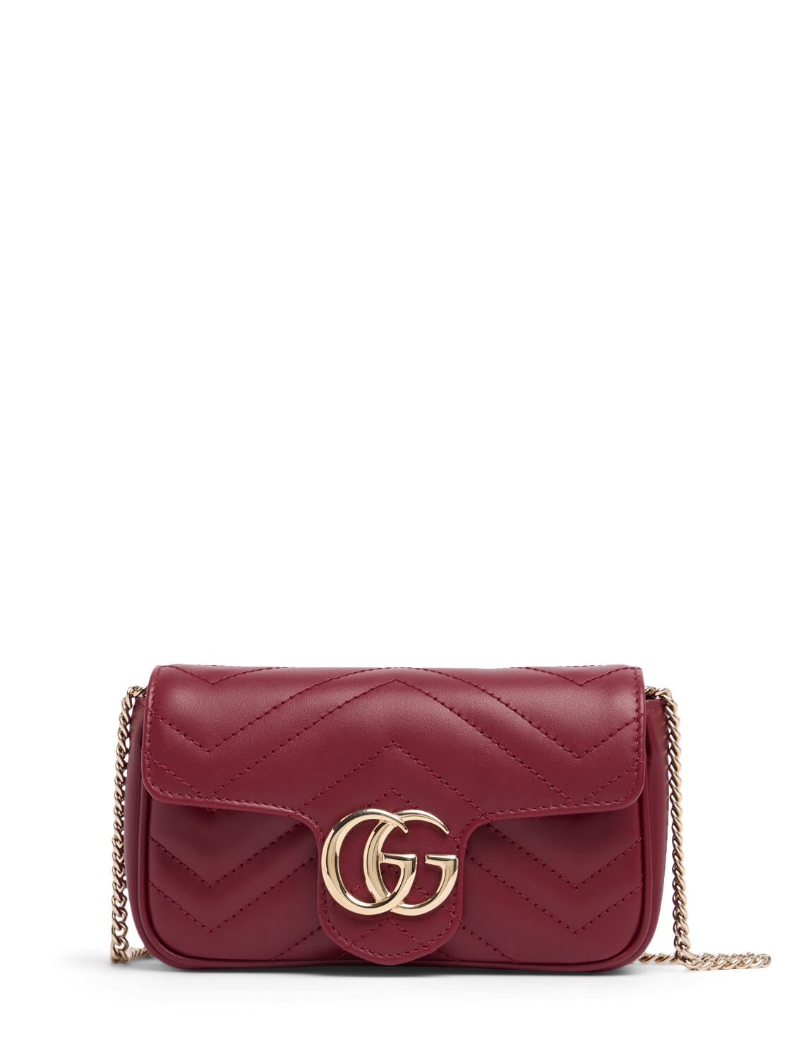 Gucci Super Mini Gg Marmont Leather Bag In Burgundy