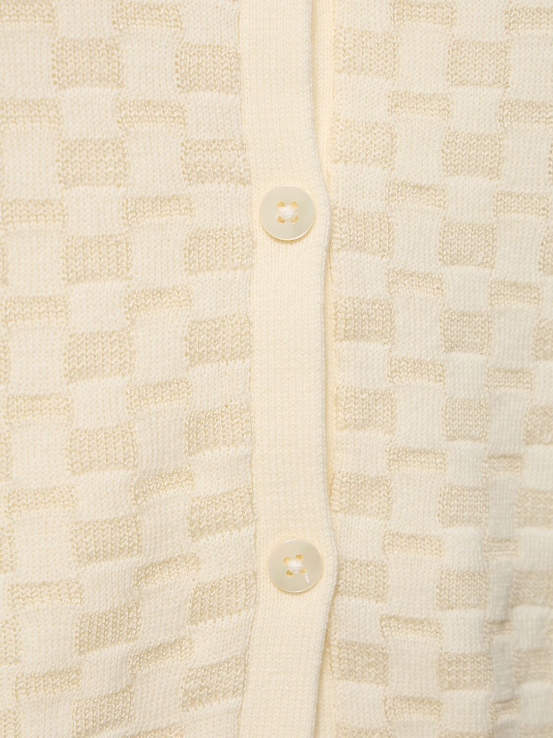 Shop Guest In Residence Checker Shrunken Cotton & Silk Cardigan In White