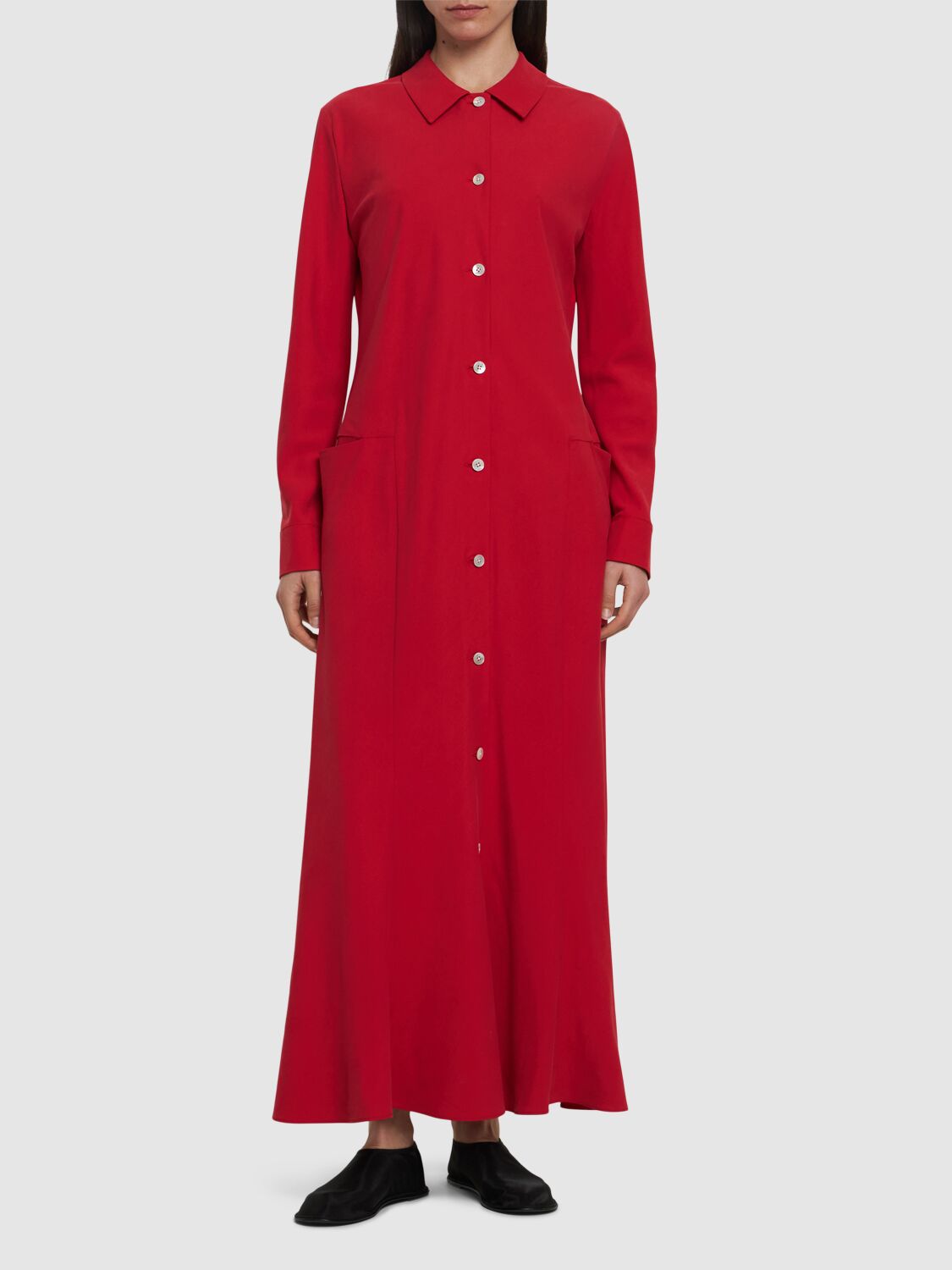 THE ROW MYRA SILK LONG SHIRT DRESS 