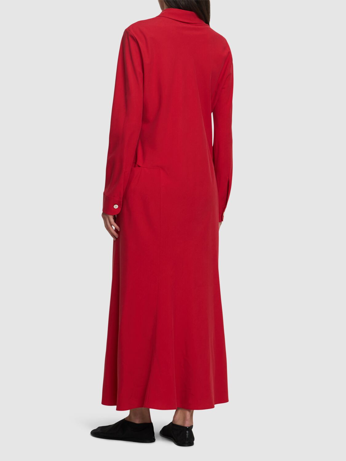 THE ROW MYRA SILK LONG SHIRT DRESS 