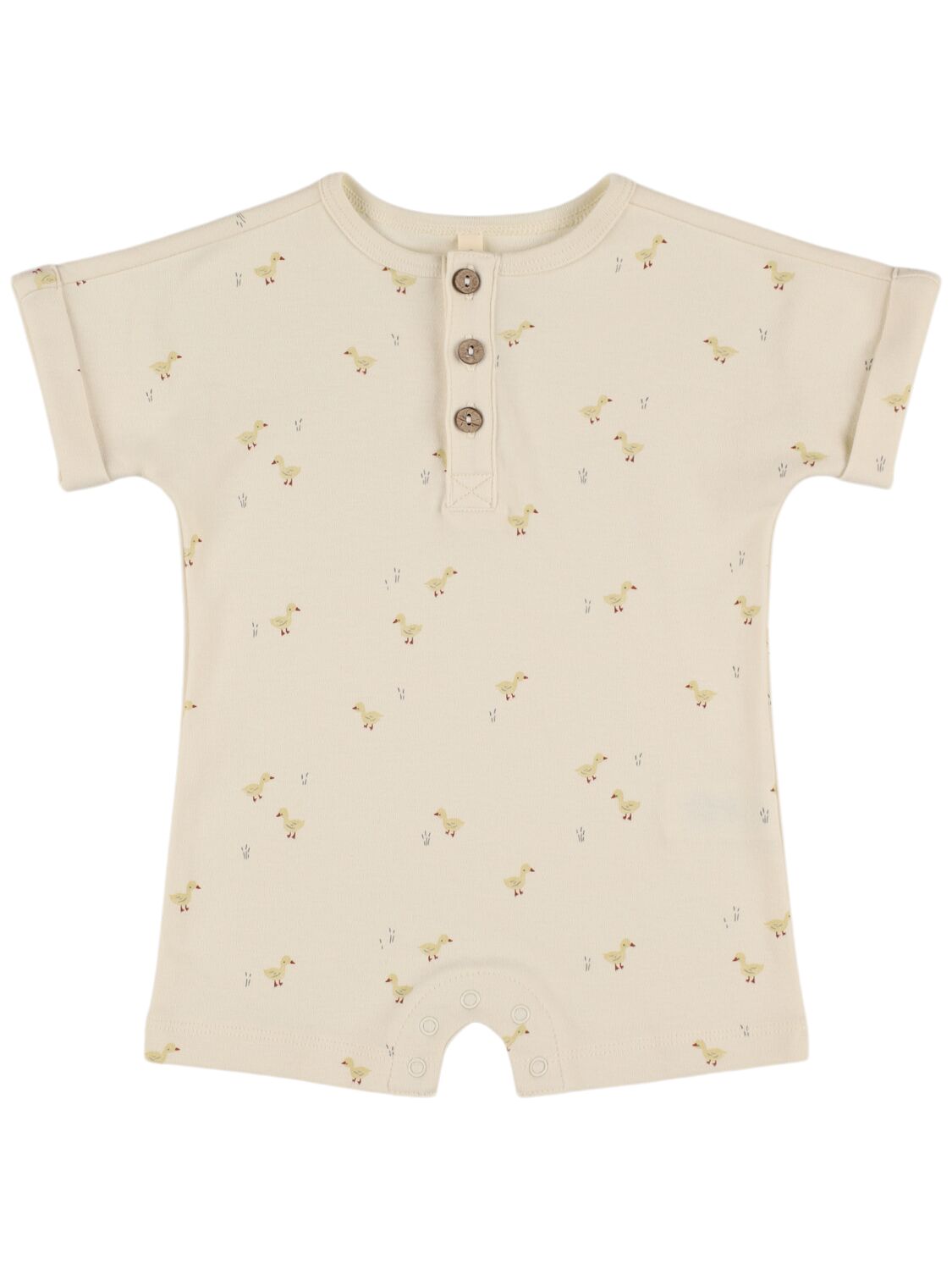 Quincy Mae Babies' Printed Organic Cotton Romper In Gold