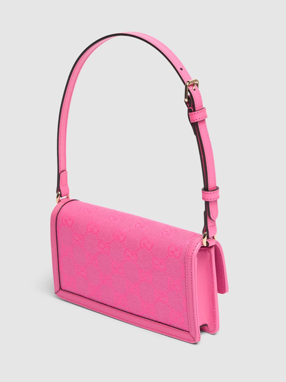 Shop Gucci Mini Luce Leather & Canvas Shoulder Bag In Rose
