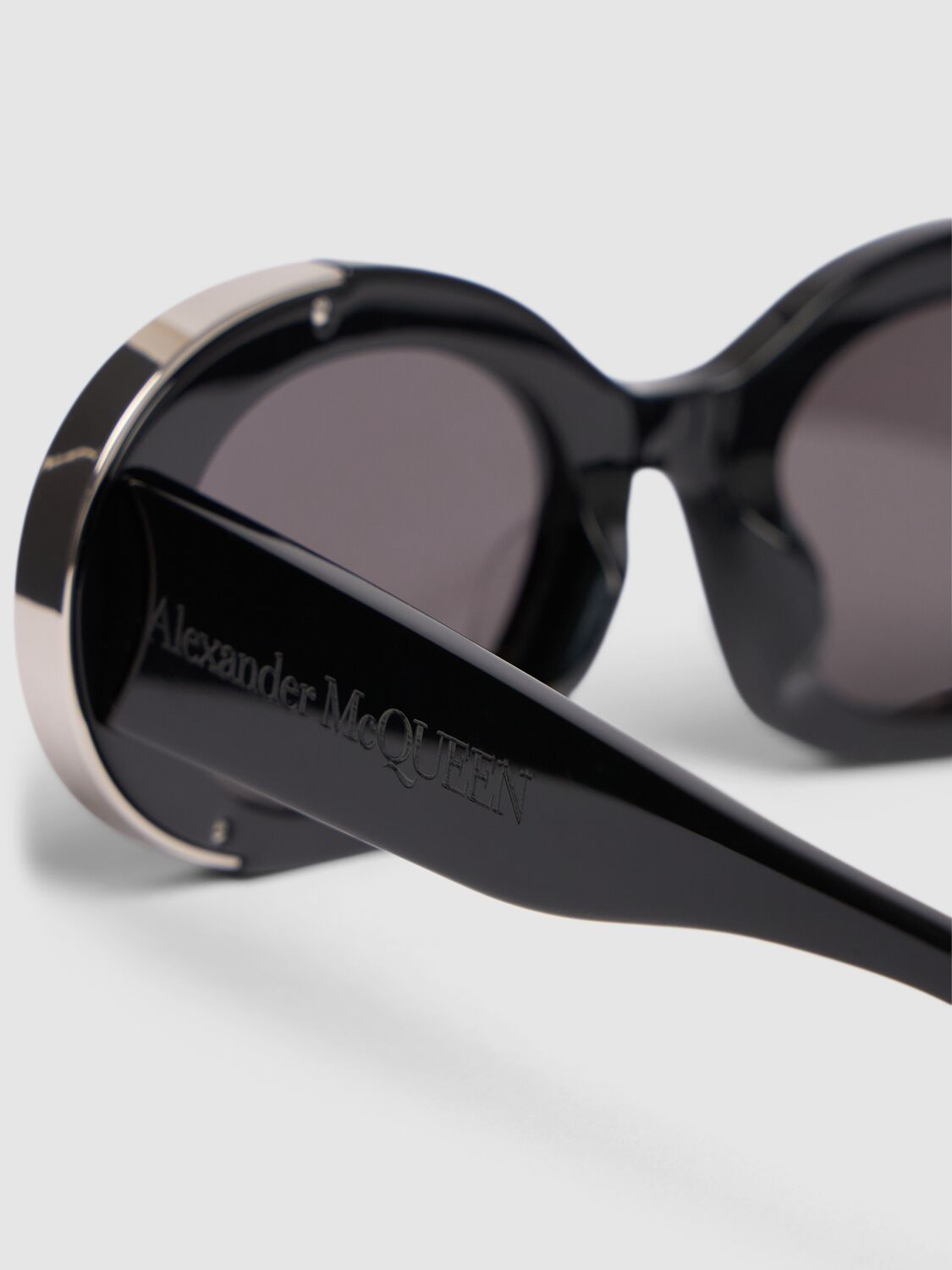 Shop Alexander Mcqueen Am0445s Acetate Sunglasses In Black