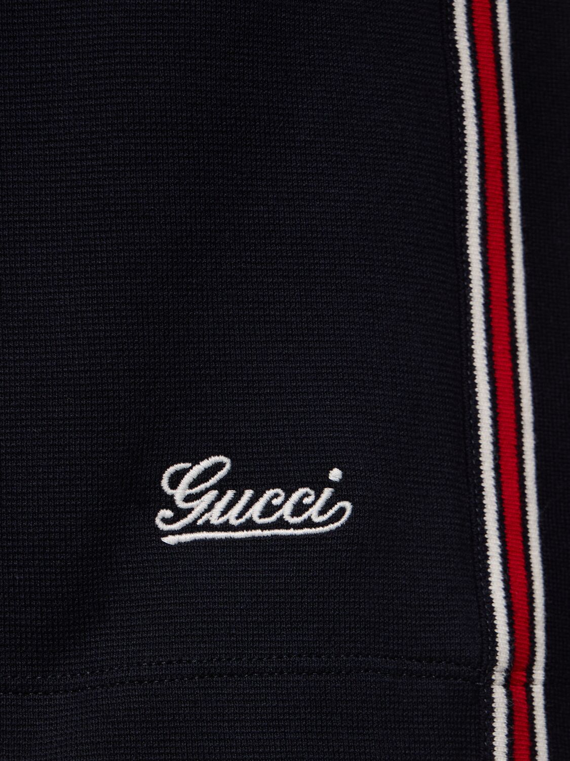 Shop Gucci Logo Cotton Basket Sweatshorts In Navy