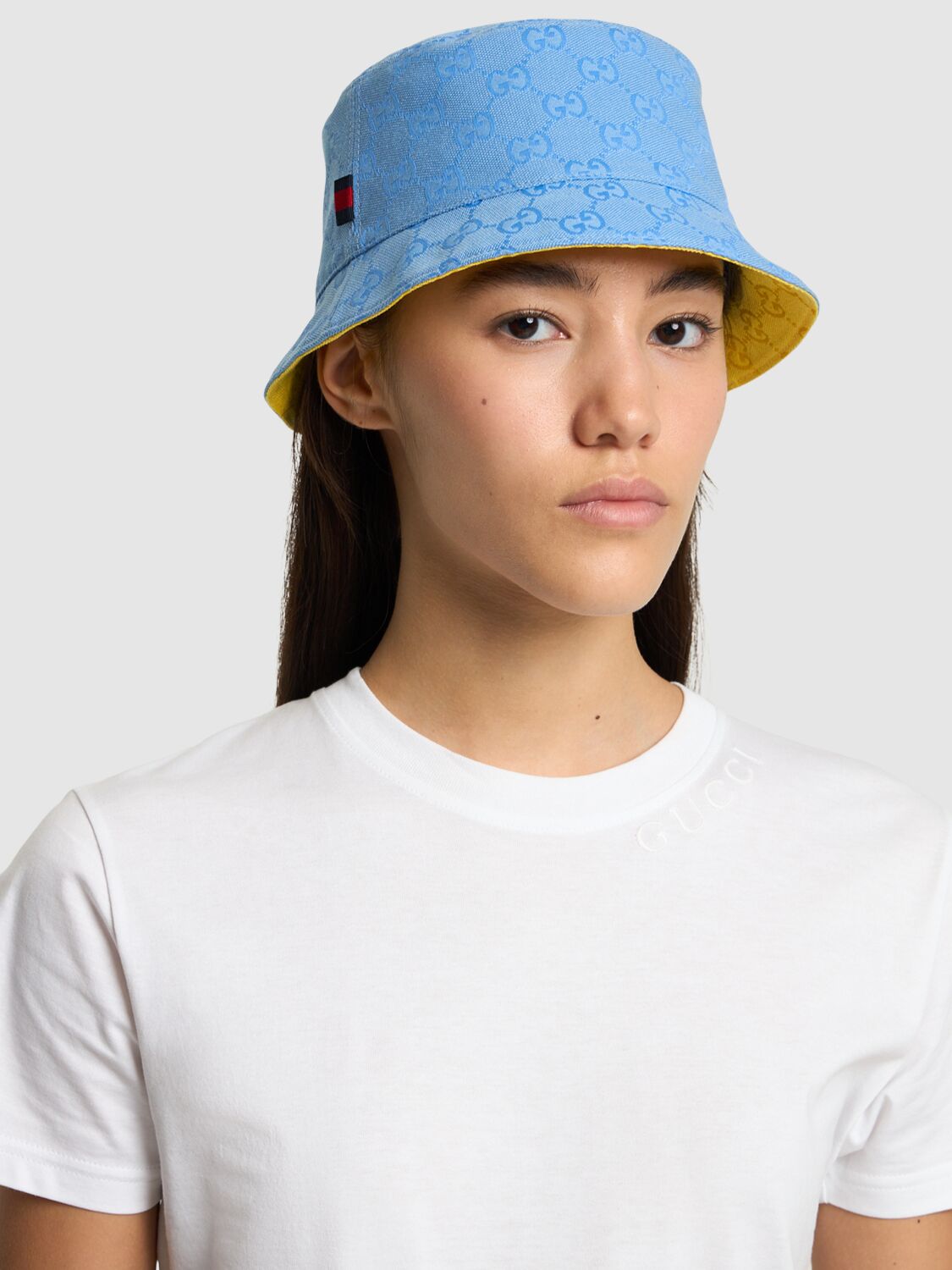 Shop Gucci Gg Canvas Bucket Hat In Mindful Azure