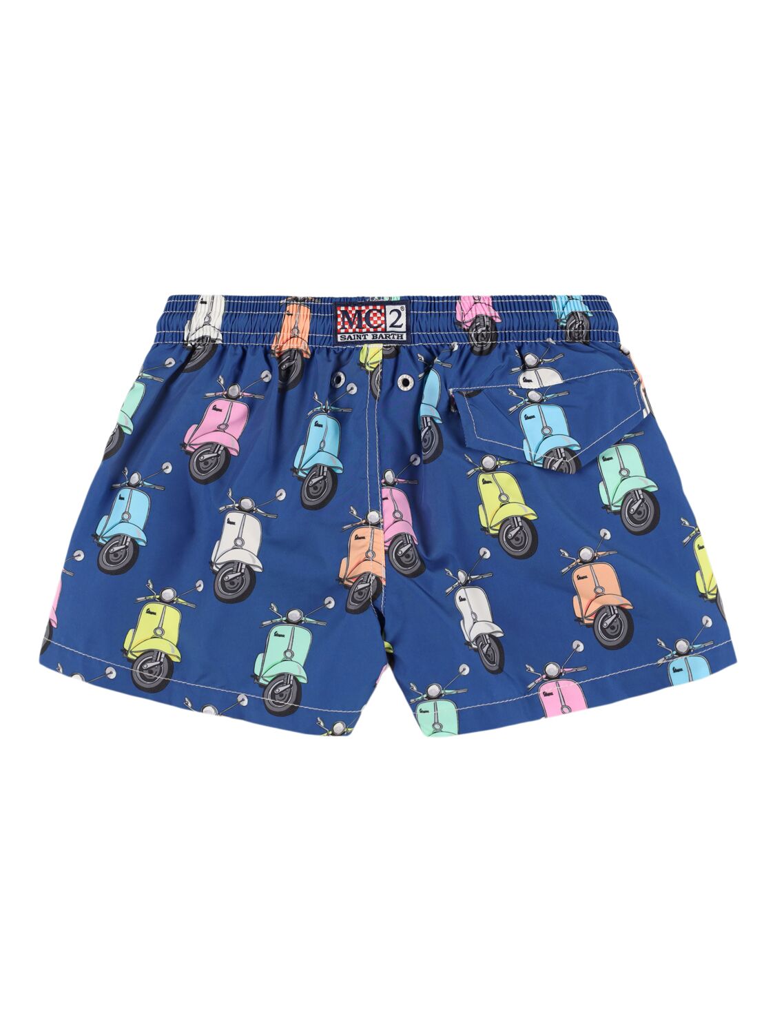 Shop Mc2 Saint Barth Vespa Print Nylon Swim Shorts In 蓝色,多色