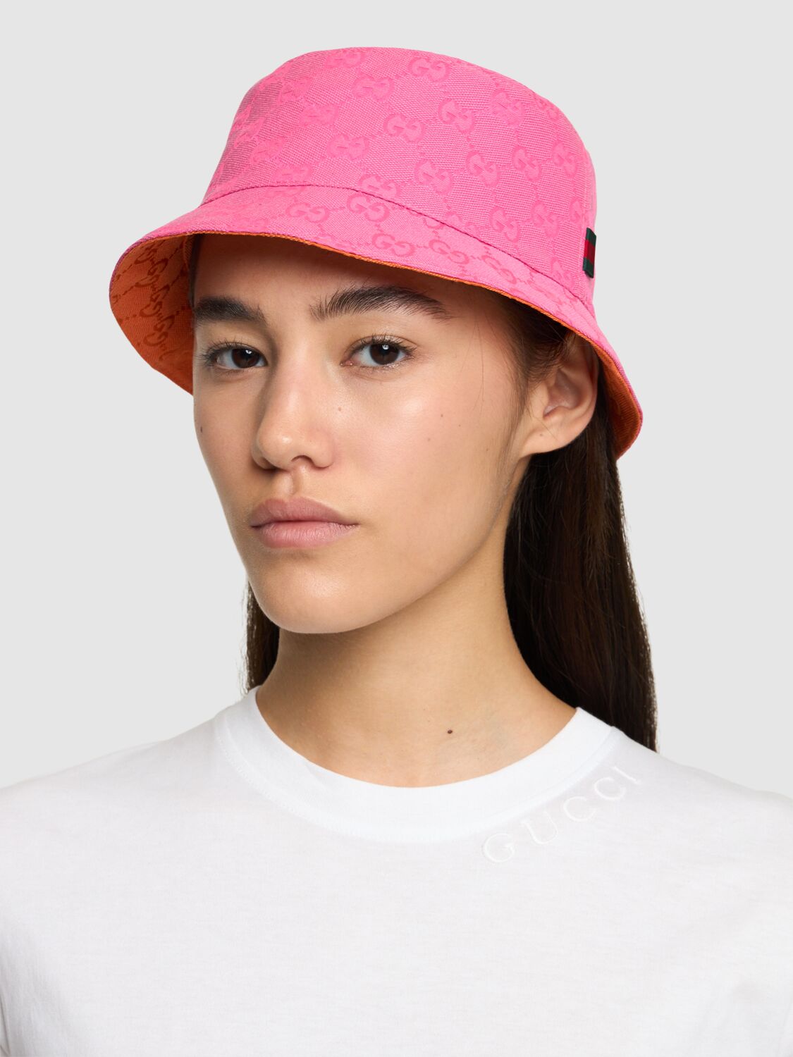 Shop Gucci Gg Canvas Bucket Hat In Blossom Rose
