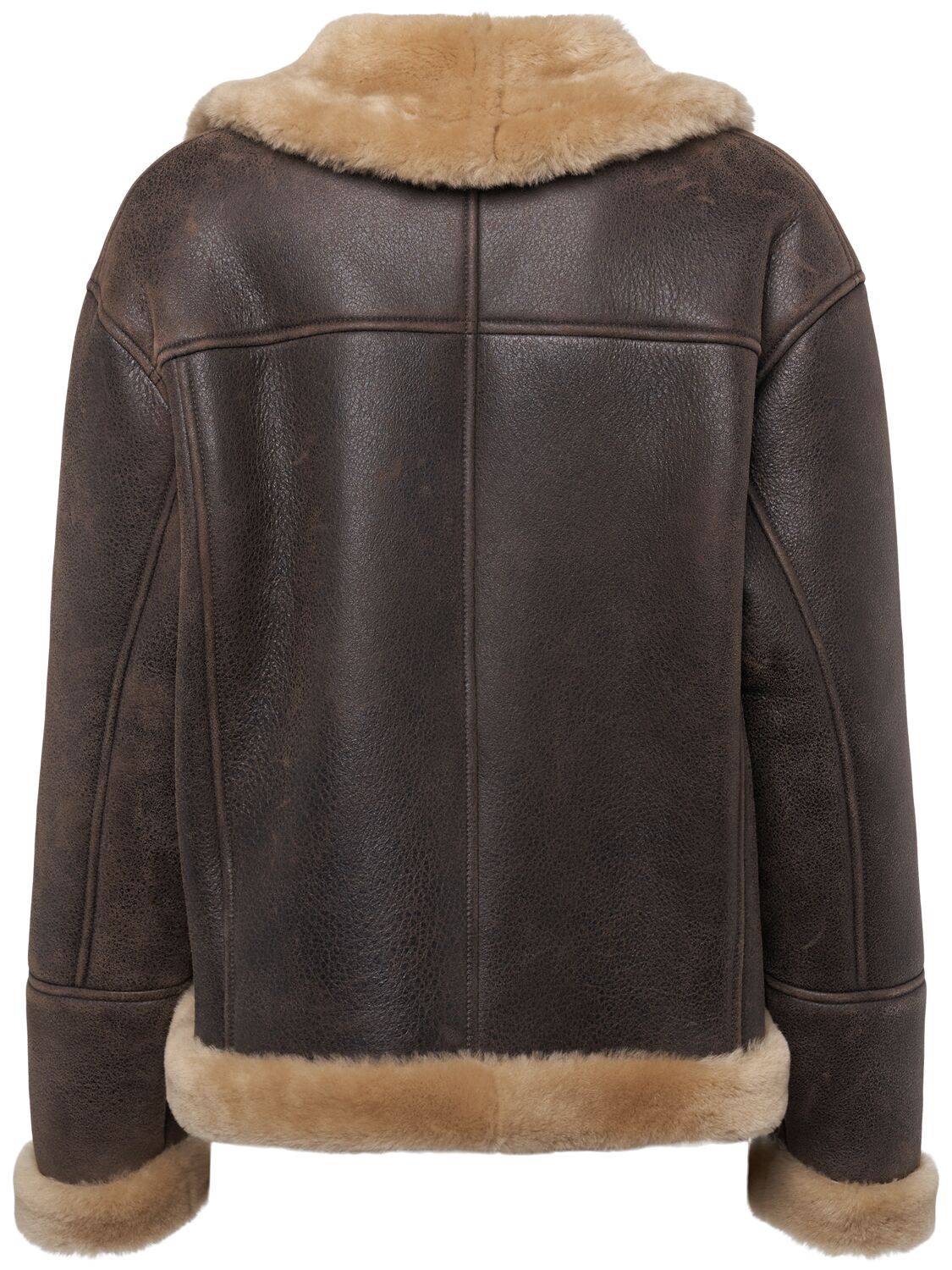 Shop Blancha Shearling Jacket In Brown/beige