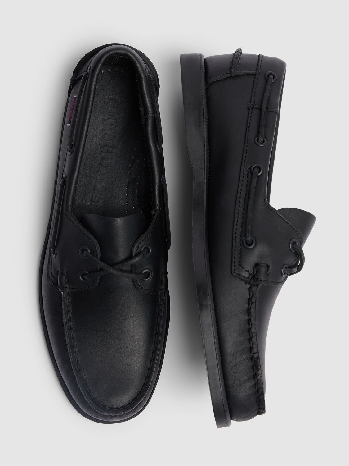 Shop Sebago Docksides Portland Leather Loafers In Black