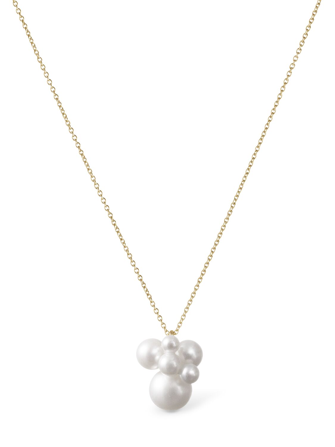 Sophie Bille Brahe Bisou Simple 14kt & Pearl Necklace In Pearl/gold