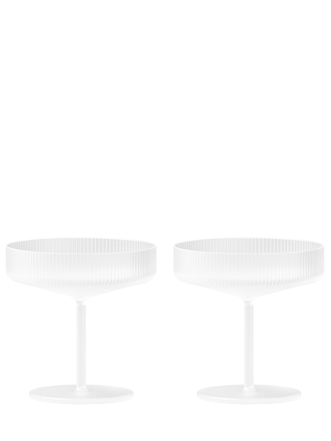 Ferm Living Set Of 2 Ripple Champagne Coupes In White