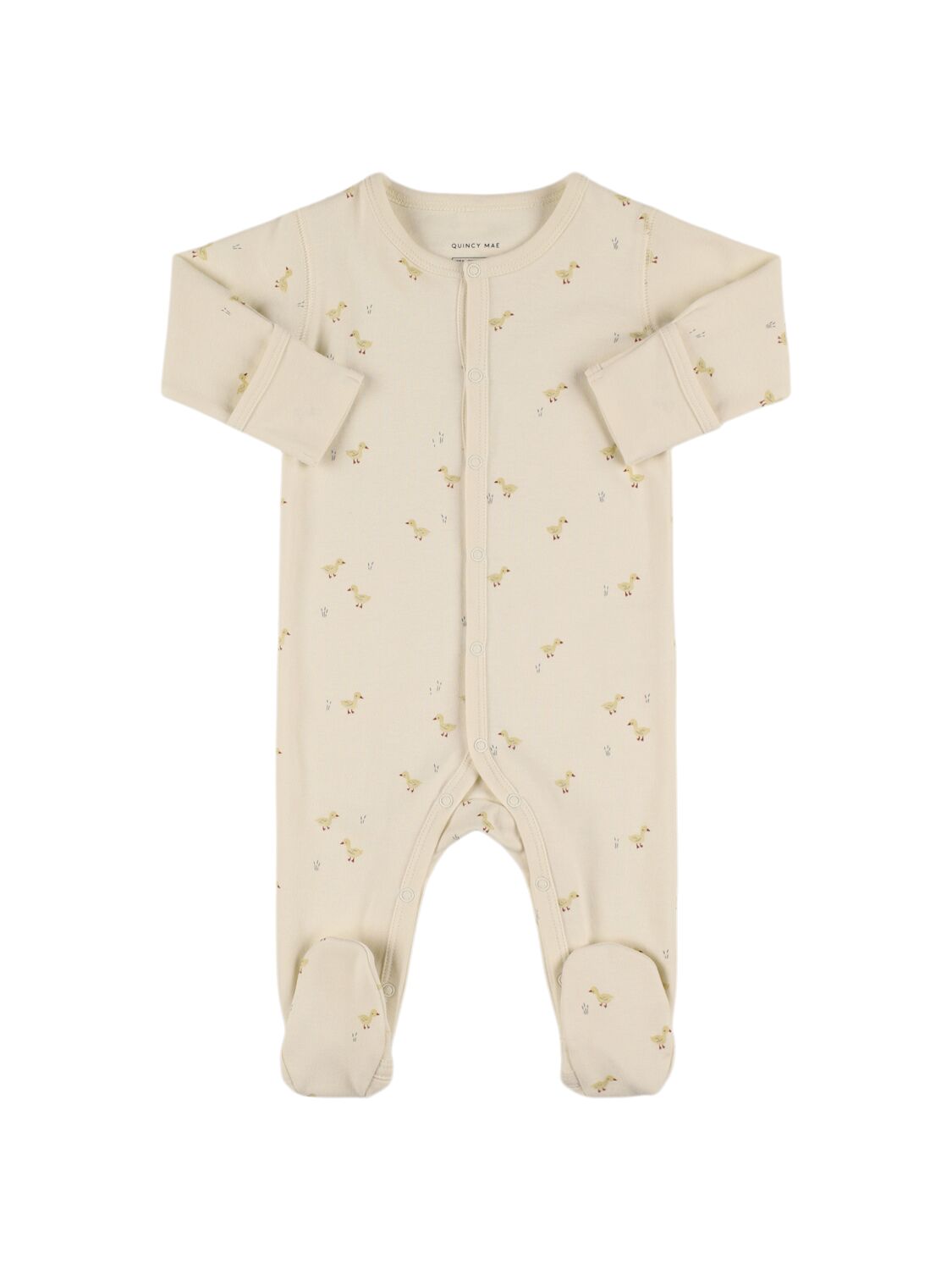 Quincy Mae Babies' Organic Cotton Romper W/booties In Gold