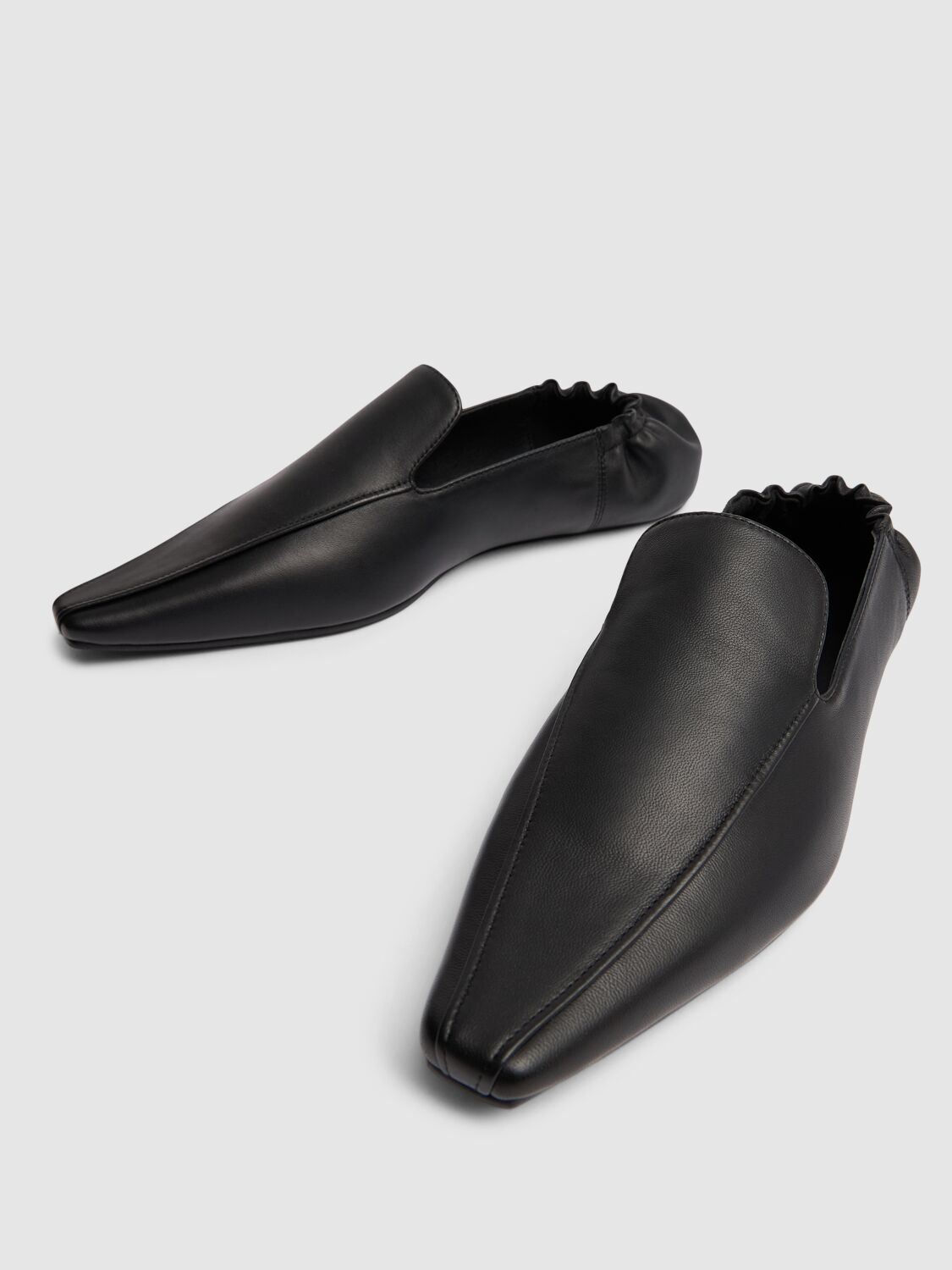 Shop St.agni 5mm Flat Leather Loafers In 블랙