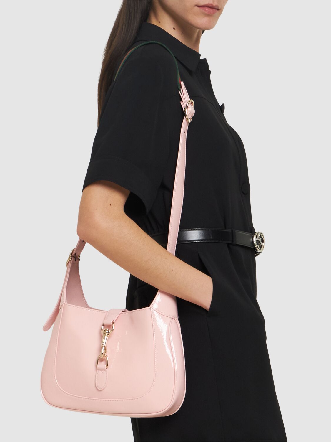 Shop Gucci Small Jackie Leather Shoulder Bag In Candy Cotton