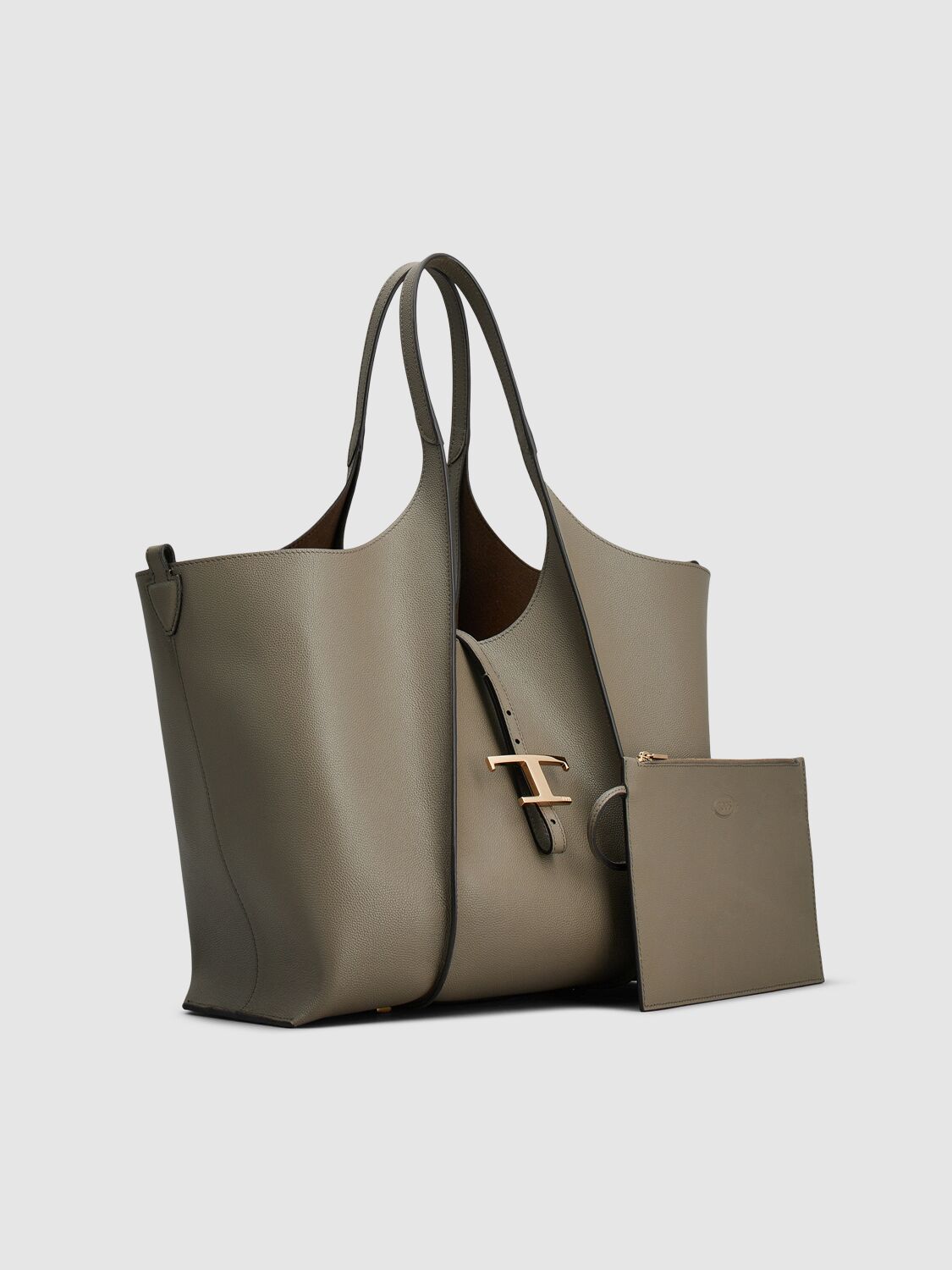 Shop Tod's Medium T Timeless Shopping Bag In Tortora Scuro