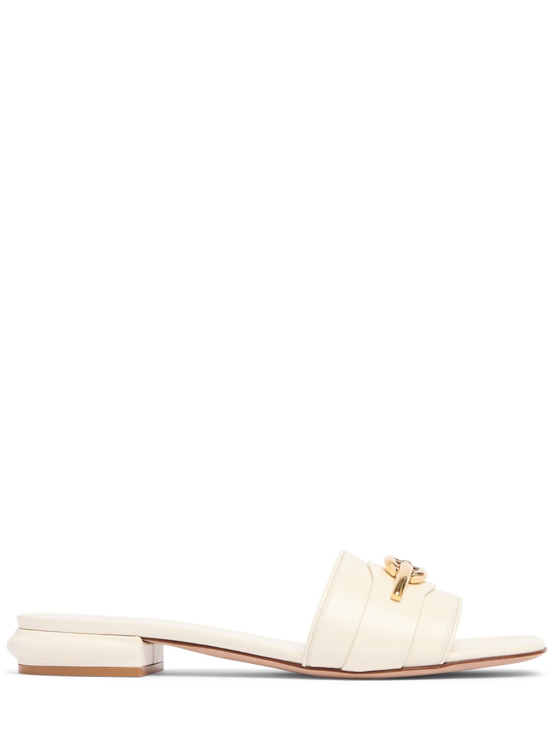 Shop Valentino 20mm Moon Logo Leather Slides In Ivory