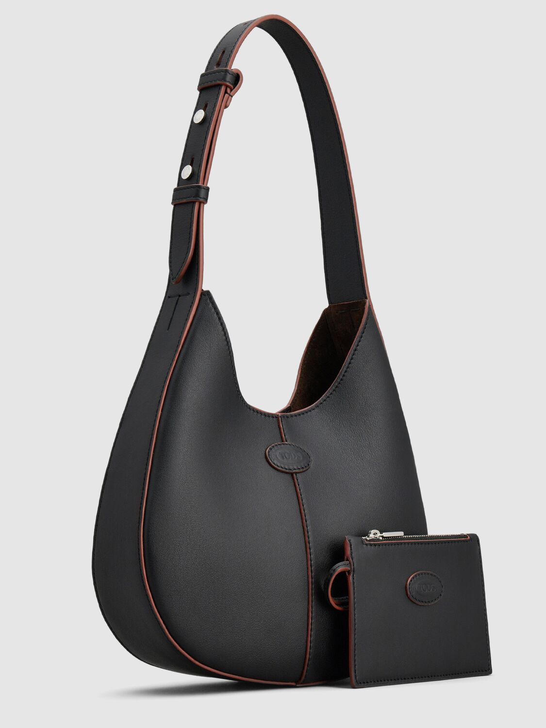 Shop Tod's Mini Di Hobo Leather Shoulder Bag In Black